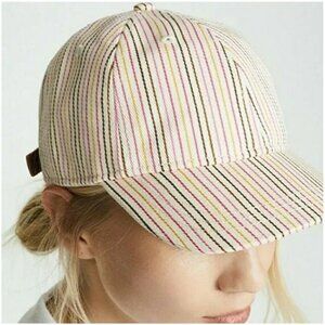 Madewell Pink Striped Canvas Baseball Hat For Spring!